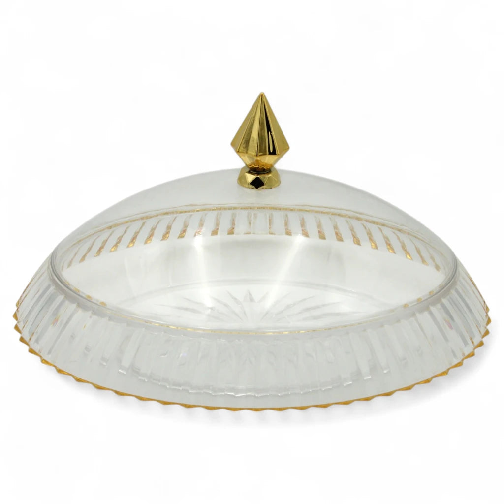 AL Fursan Elegant Acrylic Serving Dish with Lid – 34 x 27 cm Oval Tray with Motifs | Shatter-Resistant, Food-Safe Tableware for Stylish Serving - Damoo