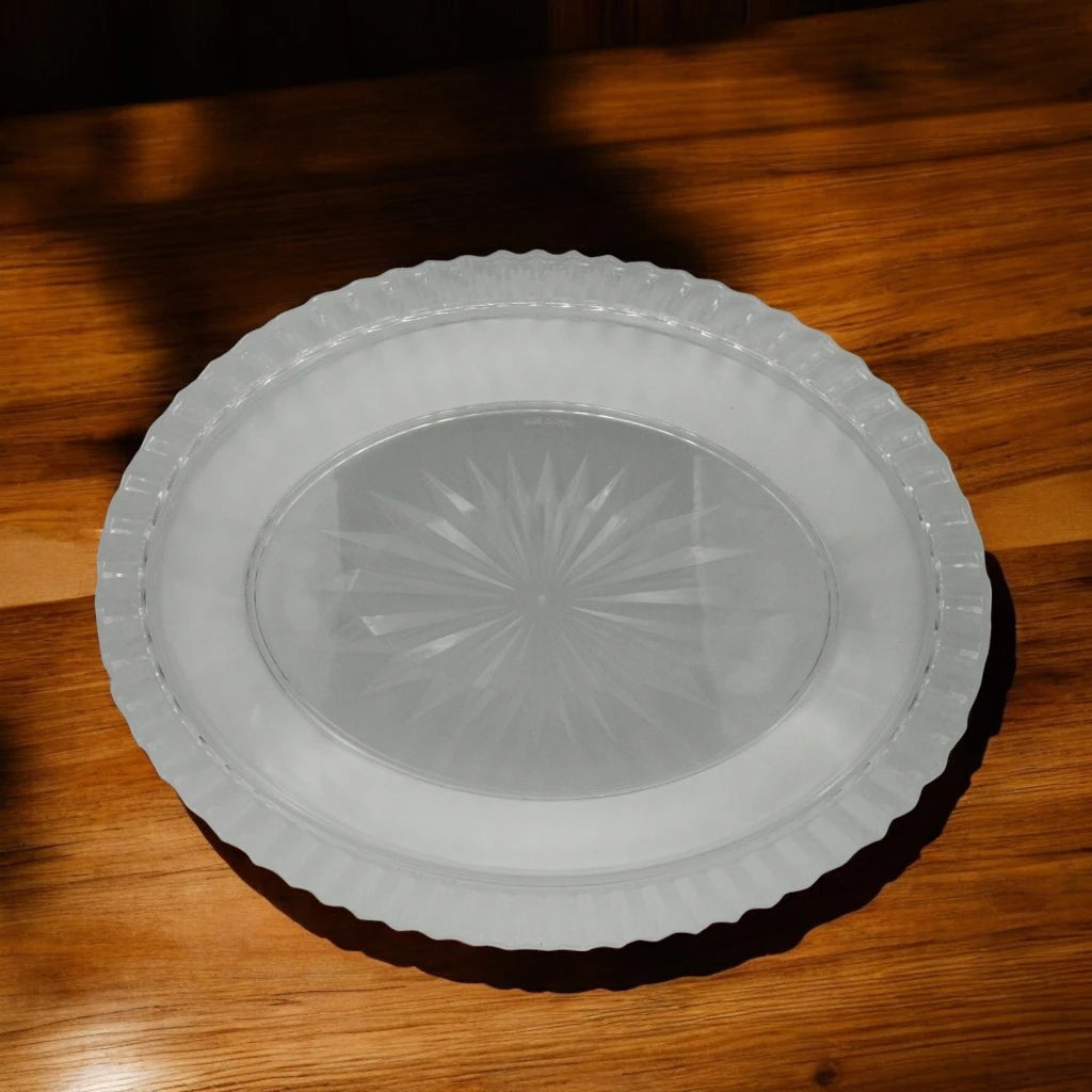 AL Fursan Elegant Acrylic Serving Dish with Lid – 45 x 35 cm Rectangular Tray with Motifs | Shatter-Resistant, Food-Safe Tableware for Stylish Serving - Damoo