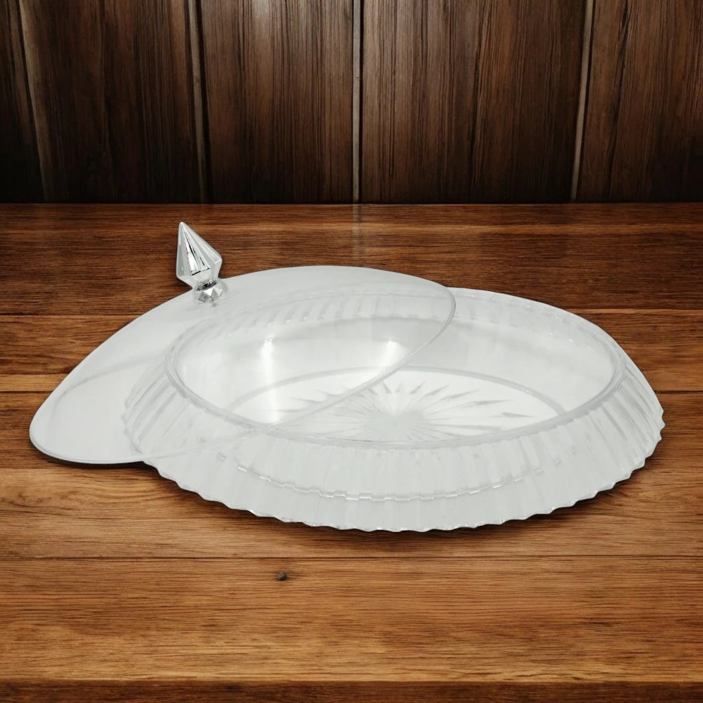 AL Fursan Elegant Acrylic Serving Dish with Lid – 45 x 35 cm Rectangular Tray with Motifs | Shatter-Resistant, Food-Safe Tableware for Stylish Serving - Damoo