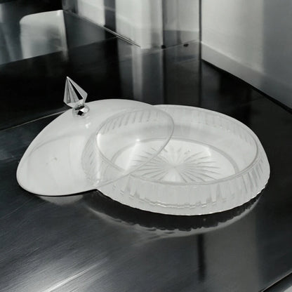 AL Fursan Elegant Acrylic Serving Dish with Lid –  Ø 32 cm  Round with Motifs | Shatter-Resistant, Food-Safe Tableware for Stylish Serving - Damoo