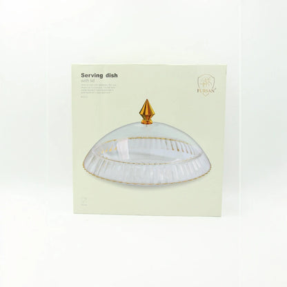 AL Fursan Elegant Serving Dish with Lid – 37cm Crystal-Style Shatter-Resistant Tableware - Damoo