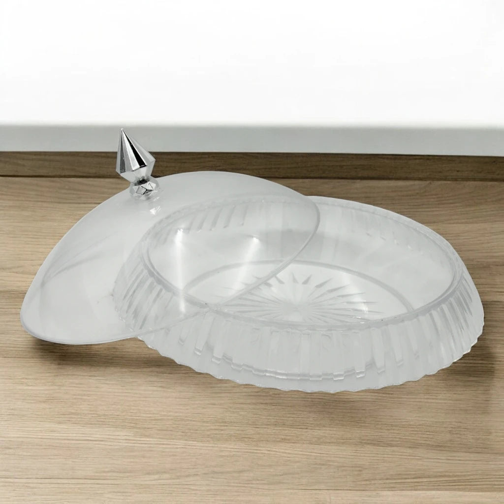 AL Fursan Elegant Serving Dish with Lid – 37cm Crystal-Style Shatter-Resistant Tableware - Damoo