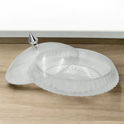 AL Fursan Elegant Serving Dish with Lid – 37cm Crystal-Style Shatter-Resistant Tableware - Damoo