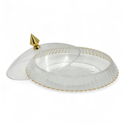 AL FURSAN Elegant Shatter-Resistant Acrylic Serving Dish with Lid – 38x31 cm | Gold Motif Decorative Tableware for Dining & Gifting - Damoo
