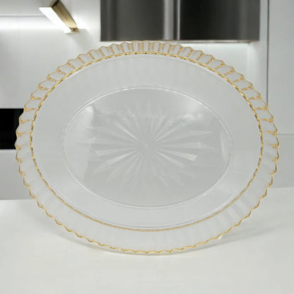 AL FURSAN Elegant Shatter-Resistant Acrylic Serving Dish with Lid – 38x31 cm | Gold Motif Decorative Tableware for Dining & Gifting - Damoo