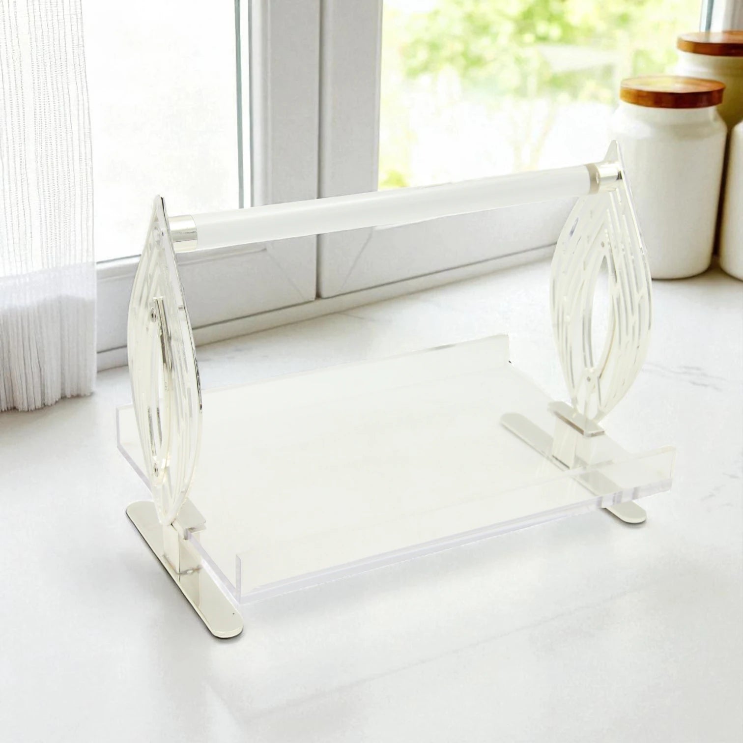 Al Fursan Luxury Acrylic Serving Stand with Metal Handle – Elegant Display Tray for Sweets, Beverages & Decor - Damoo