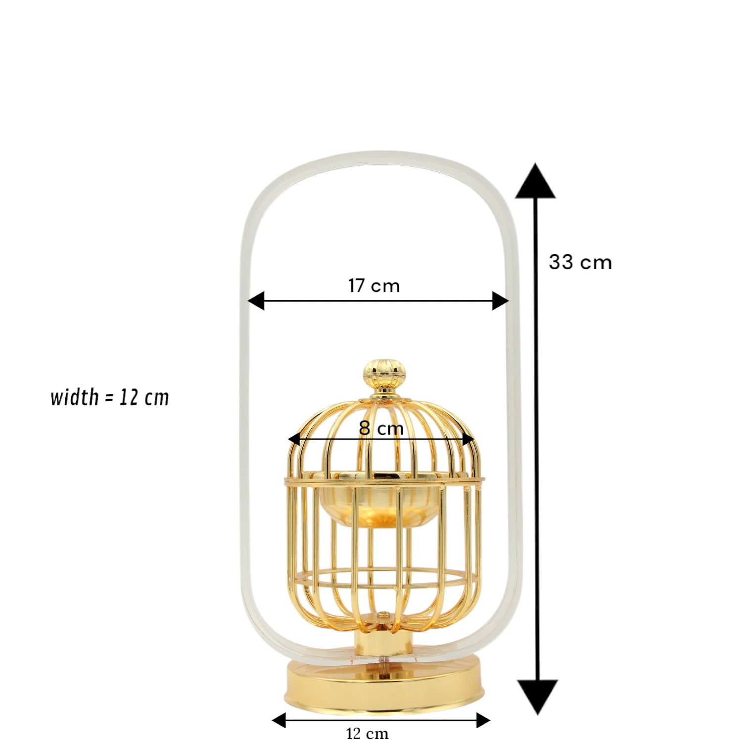 Al Fursan Luxury Gold Birdcage Bakhoor Burner with Acrylic Dome – Modern Arabic Oud & Incense Holder - Damoo