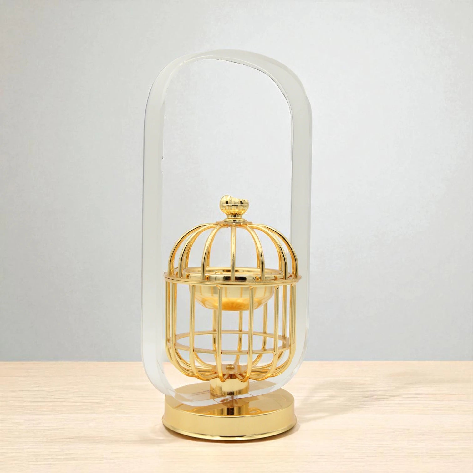 Al Fursan Luxury Gold Birdcage Bakhoor Burner with Acrylic Dome – Modern Arabic Oud & Incense Holder - Damoo