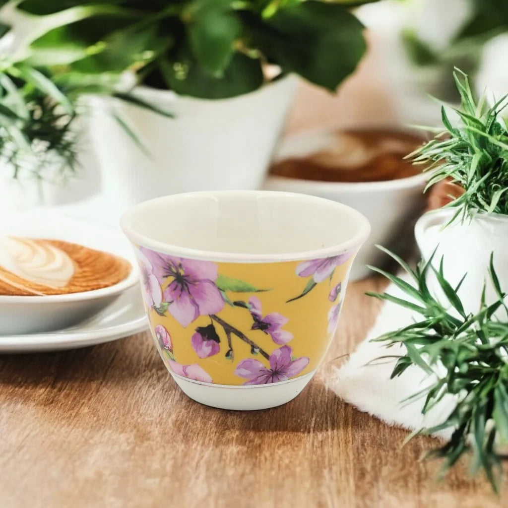 Al Habbai 27-Piece Floral Tea Set with Dual Thermos Flasks – Complete Tea & Coffee Serving Set with Glass Cups, Saucers, Cawa Cups, Spoons & Sugar Pot – Elegant Hospitality Set for Home or Gifting - Damoo