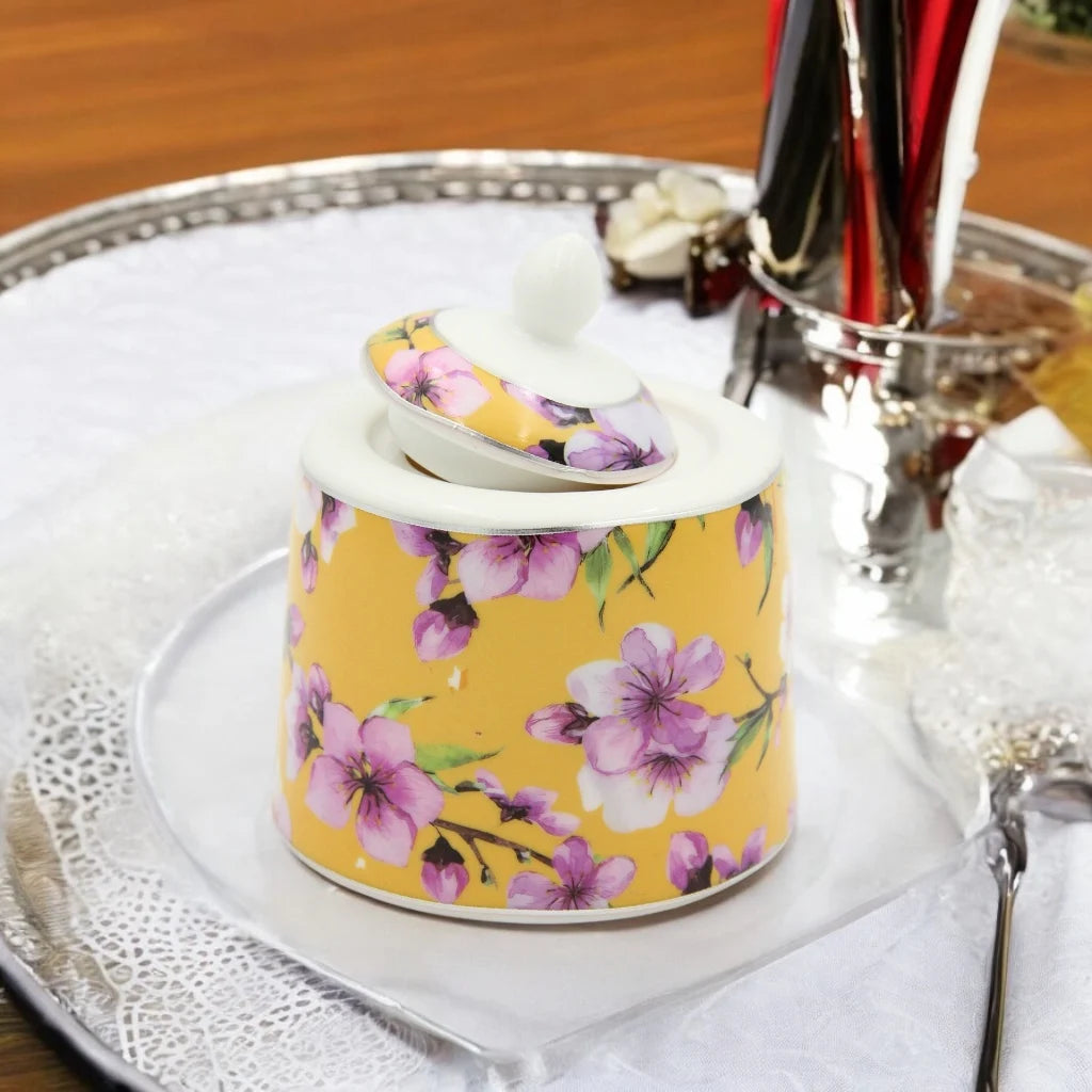 Al Habbai 27-Piece Floral Tea Set with Dual Thermos Flasks – Complete Tea & Coffee Serving Set with Glass Cups, Saucers, Cawa Cups, Spoons & Sugar Pot – Elegant Hospitality Set for Home or Gifting - Damoo