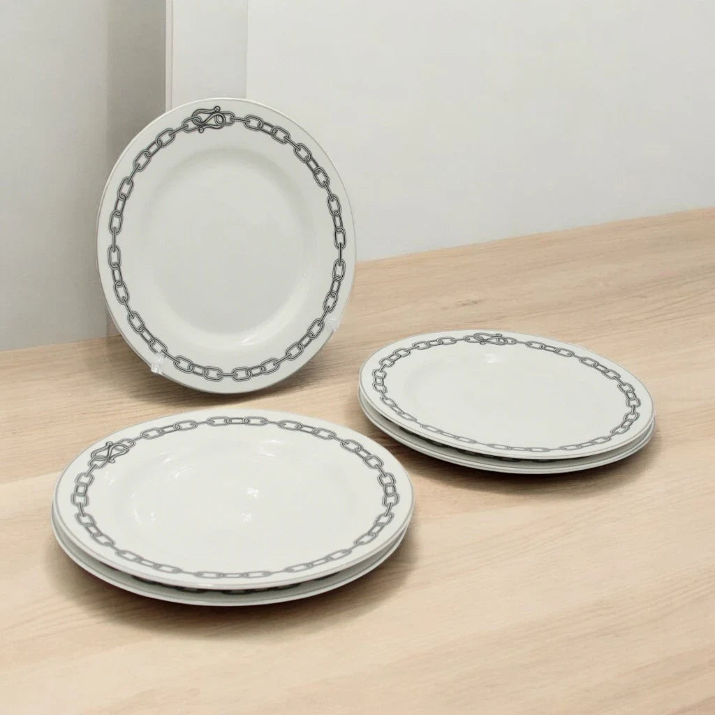 Al habbai 28-Piece  Dinner Set – Microwave & Dishwasher Safe | Scratch-Resistant | Includes 7.5" & 10.5" Plates, 8" Soup Plates, 5.5" Bowls, 12"  Plates, 9" Bowls – Elegant White Tableware for All Occasions - Damoo