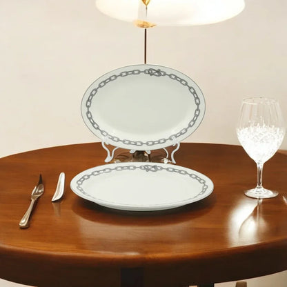 Al habbai 28-Piece  Dinner Set – Microwave & Dishwasher Safe | Scratch-Resistant | Includes 7.5" & 10.5" Plates, 8" Soup Plates, 5.5" Bowls, 12"  Plates, 9" Bowls – Elegant White Tableware for All Occasions - Damoo
