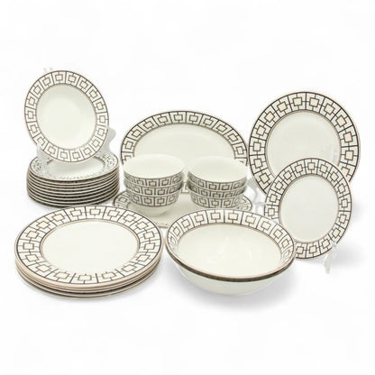 Al Habbai 28-Piece Elegant Dinner Set – Includes Plates, Bowls & Serving Platters – Premium Tableware for 6 People - Damoo