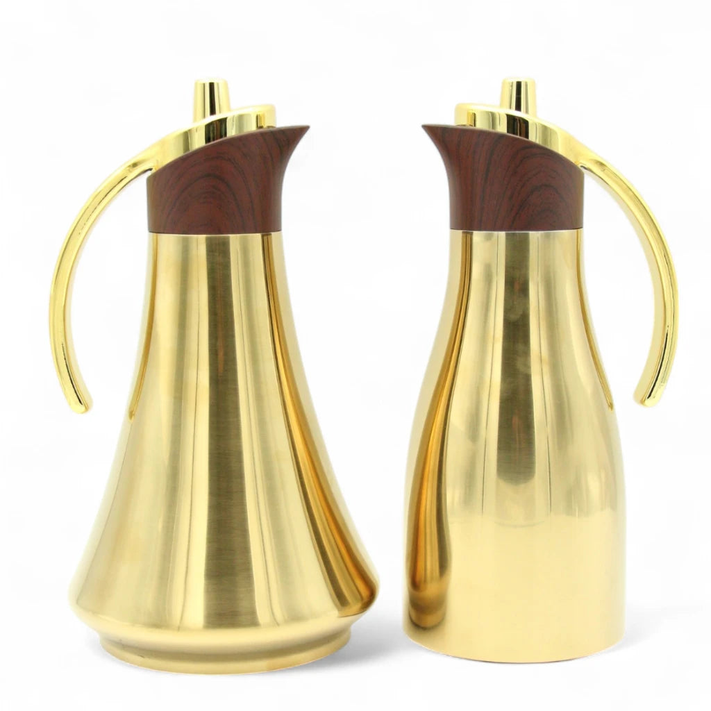 Al Maha Vacuum Flask 2-Piece Double-Wall Stainless Steel Set (1L & 0.7L) – Elegant Thermal Bottles with Stylish Handle for Hot & Cold Beverages - Refal Collection - Damoo