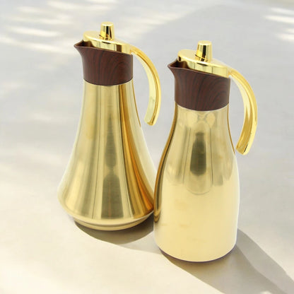 Al Maha Vacuum Flask 2-Piece Double-Wall Stainless Steel Set (1L & 0.7L) – Elegant Thermal Bottles with Stylish Handle for Hot & Cold Beverages - Refal Collection - Damoo