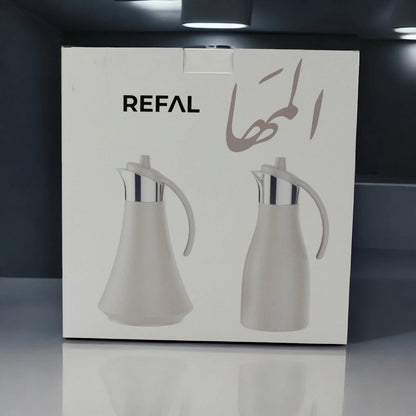 Al Maha Vacuum Flask 2-Piece Double-Wall Stainless Steel Set (1L & 0.7L) – Elegant Thermal Bottles with Stylish Handle for Hot & Cold Beverages - Refal Collection - Damoo