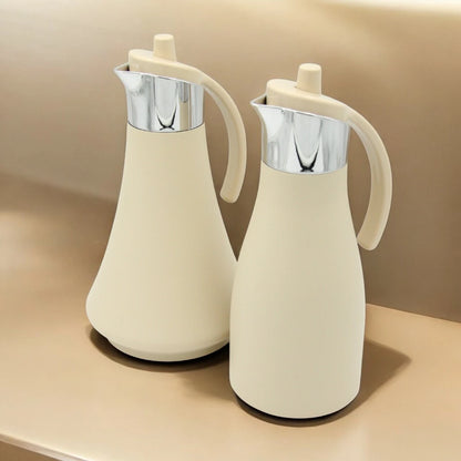 Al Maha Vacuum Flask 2-Piece Double-Wall Stainless Steel Set (1L & 0.7L) – Elegant Thermal Bottles with Stylish Handle for Hot & Cold Beverages - Refal Collection - Damoo