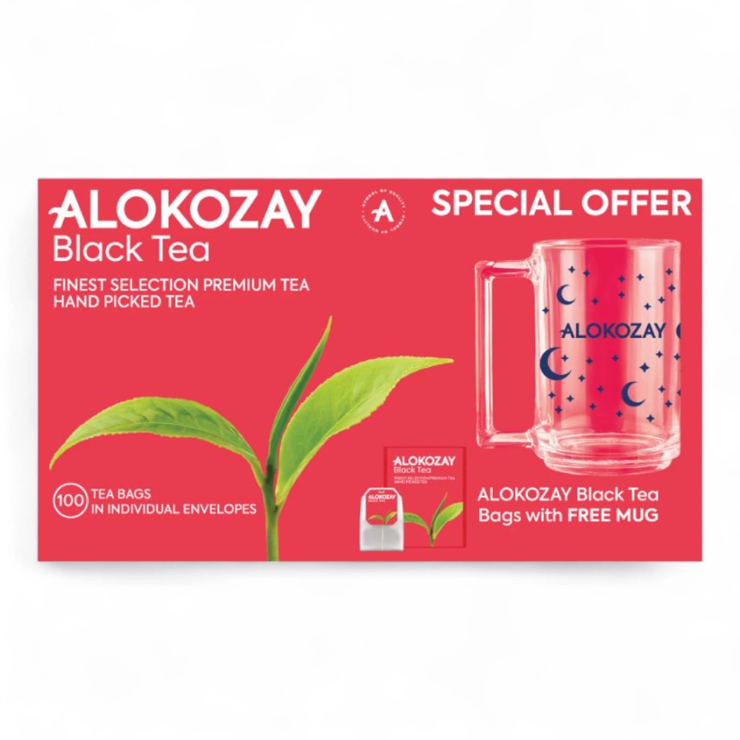 Alokozay Black Tea – 100 Envelope Tea Bags + FREE Mug | Premium Flavor, Color & Aroma – Rich & Refreshing Black Tea - Damoo