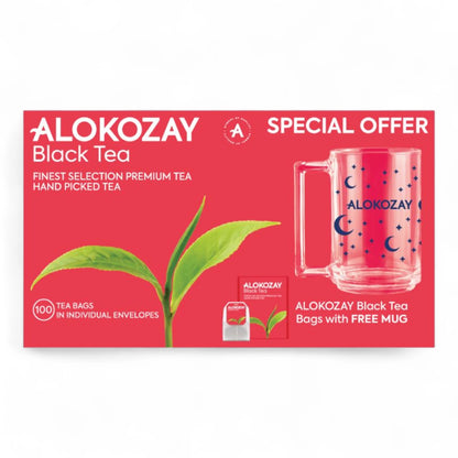 Alokozay Black Tea – 100 Envelope Tea Bags + FREE Mug | Premium Flavor, Color & Aroma – Rich & Refreshing Black Tea - Damoo