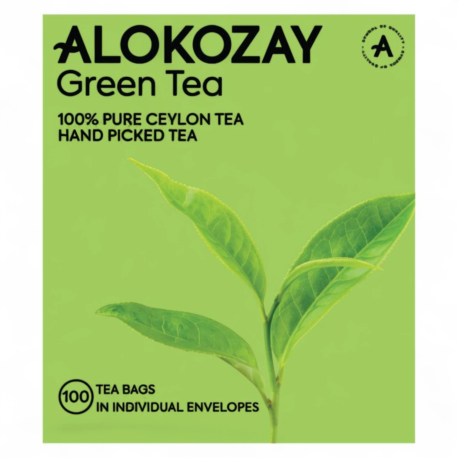 Alokozay Premium Green Tea – 100 Individually Enveloped Tea Bags | 100% Pure Ceylon | Rich Aroma, Fresh Taste & Antioxidants | Healthy Herbal Beverage | Sealed for Freshness - Damoo