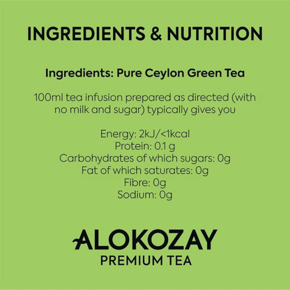 Alokozay Premium Green Tea – 100 Individually Enveloped Tea Bags | 100% Pure Ceylon | Rich Aroma, Fresh Taste & Antioxidants | Healthy Herbal Beverage | Sealed for Freshness - Damoo