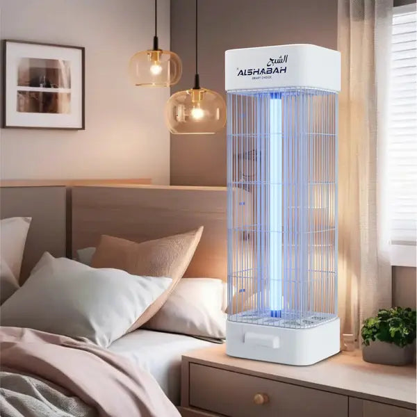 ALSHABAH Original Insect Killer – 15W UV Lamp, 3600V Electric Trap, 25m² Coverage, White Bug Zapper with 3-Year Warranty – Made in Jordan - Damoo