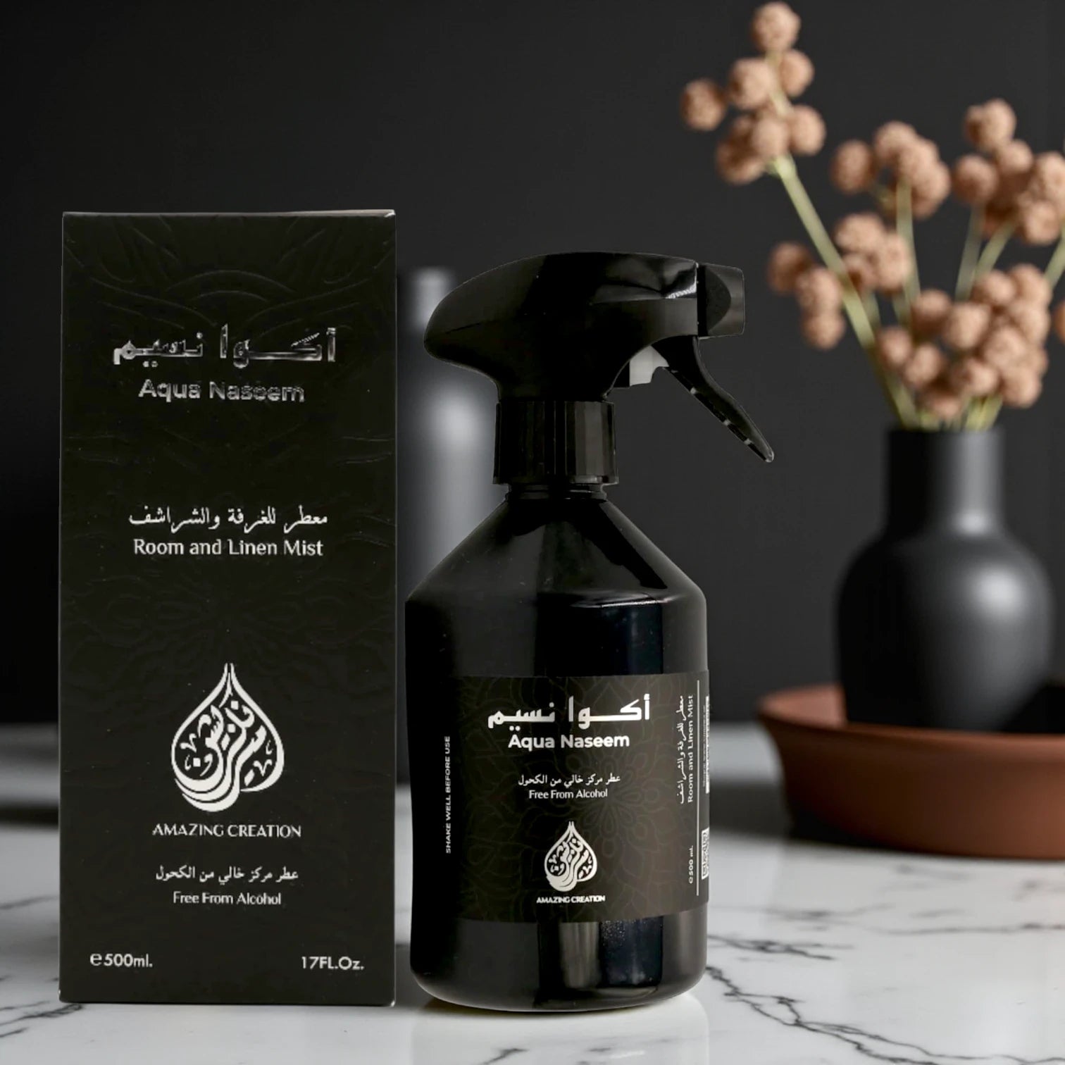 Amazing Creation Aqua Naseem Room & Linen Mist – Alcohol-Free Tropical Freshener Spray - 500 ML - Damoo