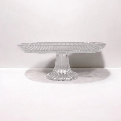 AML Glass Pedestal Cake Stand – Elegant Rectangular Dessert Plate for Fruits, Pastries & Display |  Home Collection - P155911B - Damoo