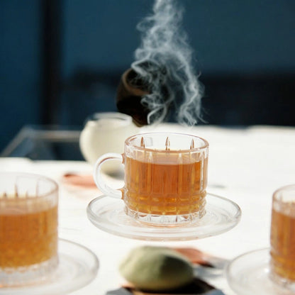 AML Home Collection 12-Piece Tea&Coffee Glass Cup and Saucer Set – Elegant Design for Tea, Espresso, and Everyday Sophistication - Damoo