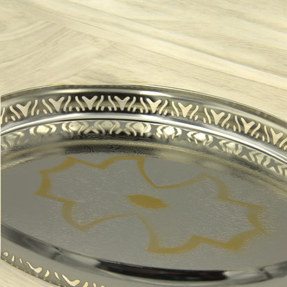 Ansa Elegant 3-Piece Silver & Gold Serving Tray Set – Premium Metal Trays for Coffee, Dates, Sweets & Home Décor - Damoo