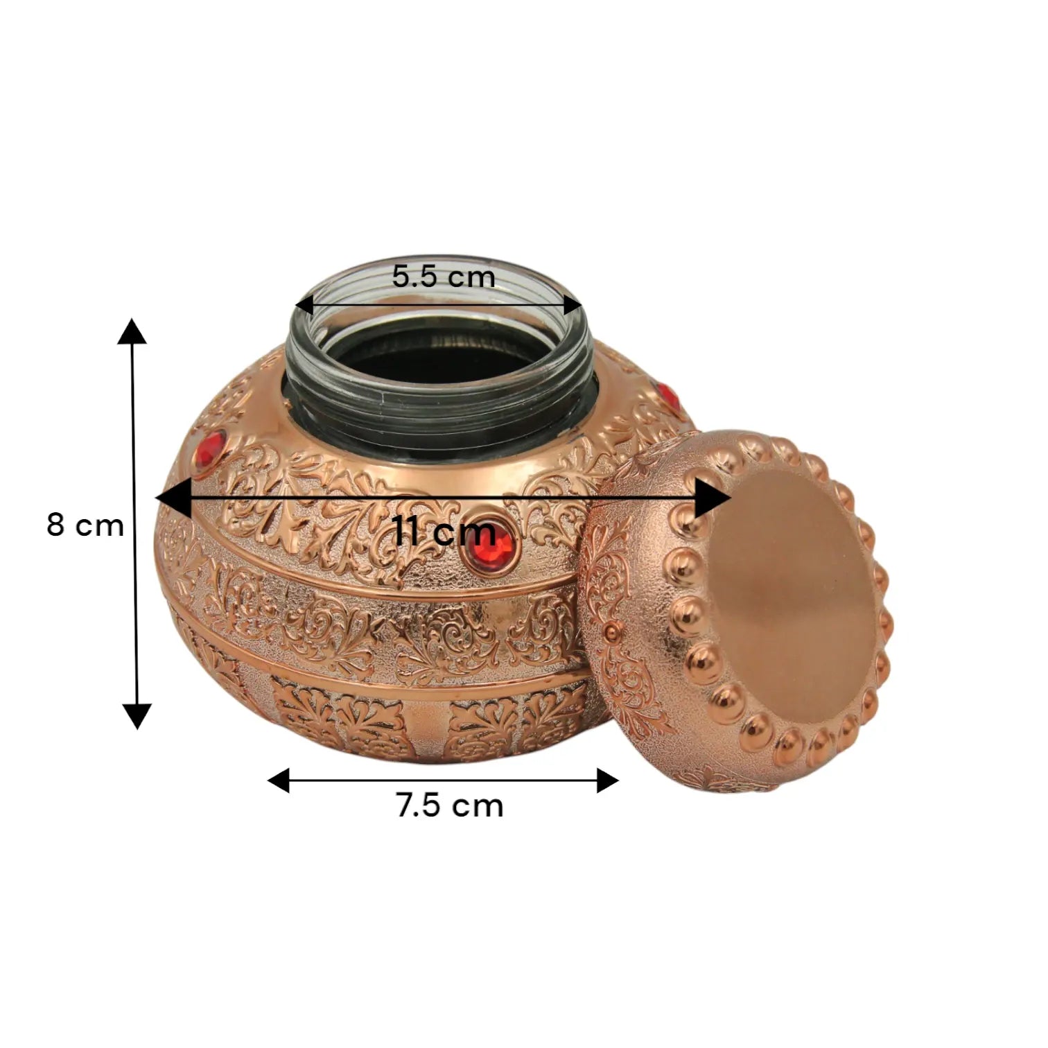 Antique Bronze Incense Powder Jar with Embellished Lid 80 ML– Ornate Arabic Style Bakhoor Storage Container - Damoo