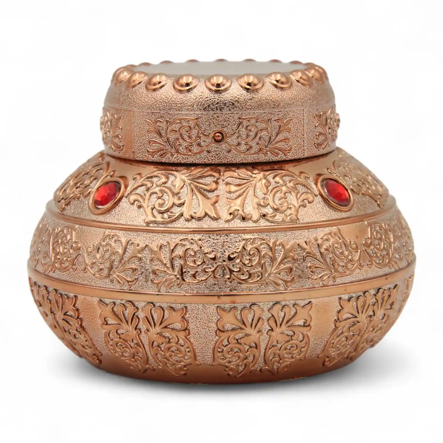Antique Bronze Incense Powder Jar with Embellished Lid 80 ML– Ornate Arabic Style Bakhoor Storage Container - Damoo
