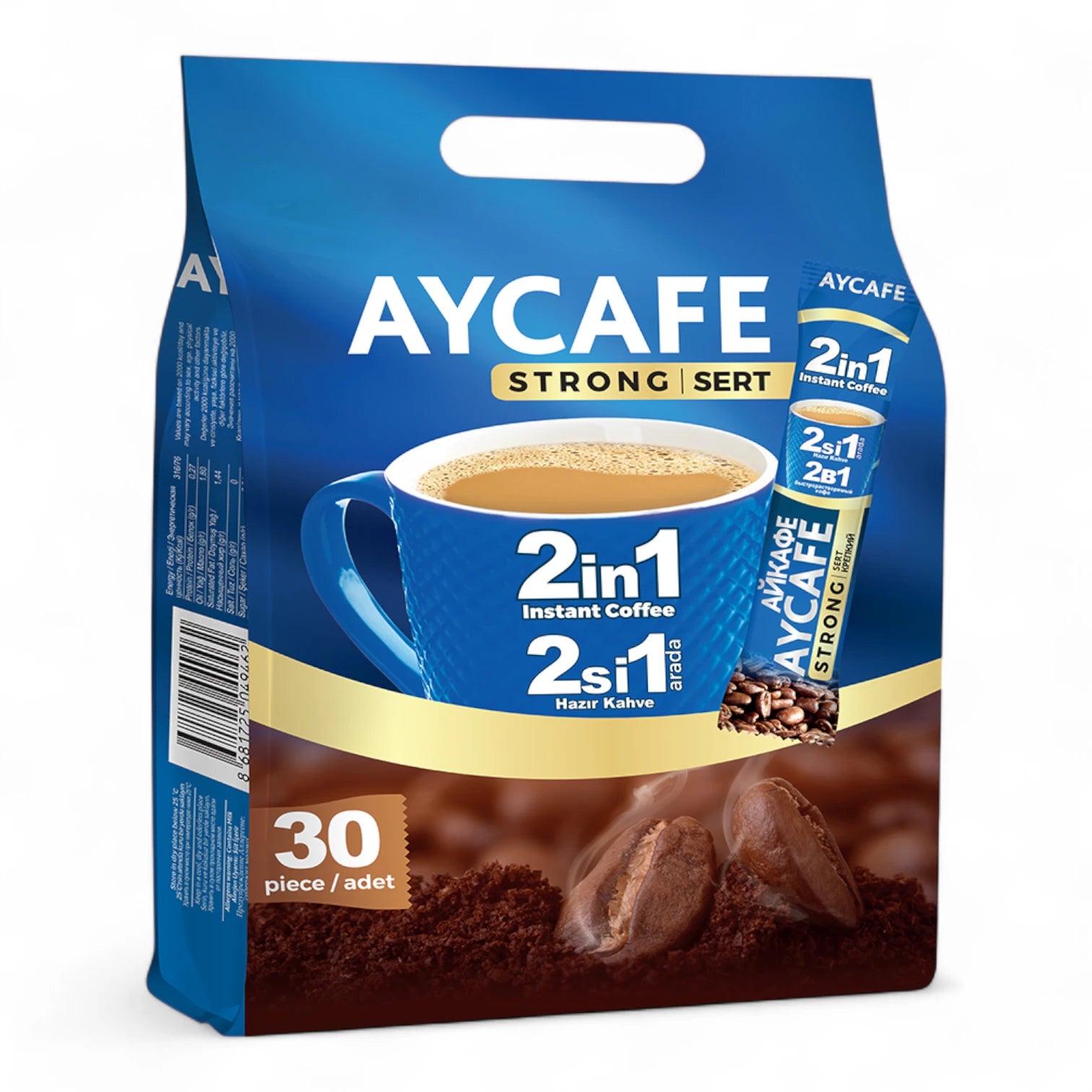 Aycafe 2-in-1 Instant Coffee – 30 Sachets | Unsweetened White Coffee Mix with Medium-Dark Roast | Convenient & Travel-Friendly Pouch - Damoo