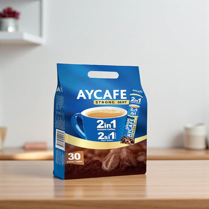 Aycafe 2-in-1 Instant Coffee – 30 Sachets | Unsweetened White Coffee Mix with Medium-Dark Roast | Convenient & Travel-Friendly Pouch - Damoo