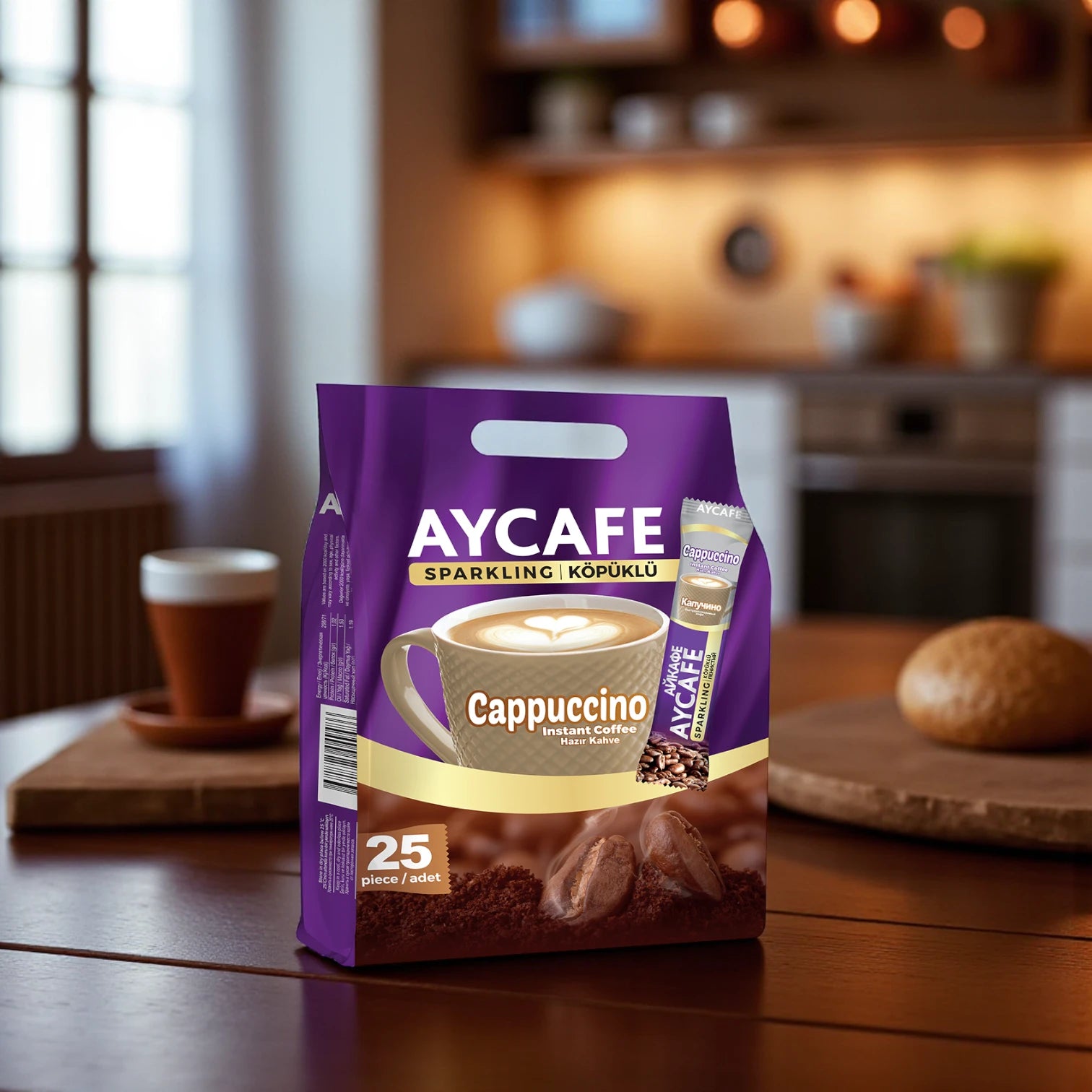 Aycafe Instant Cappuccino Coffee – 25 Sachets | Creamy Café-Style Cappuccino Powder Drink Mix | Easy to Make, Single-Serve Packets - Damoo