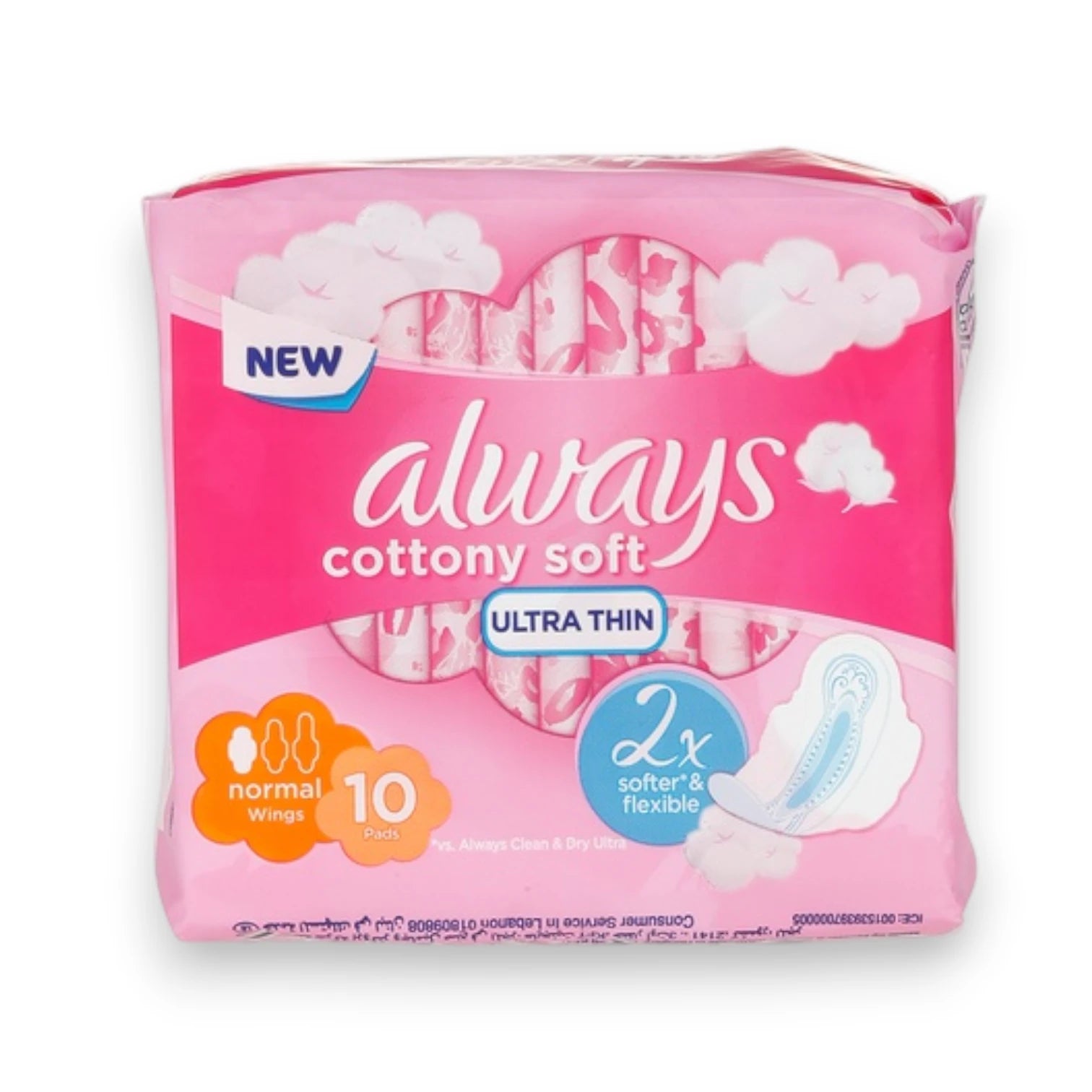 Always Ultra Thin Cottony Soft Sanitary Pads Large with Wings 10 Count – Soft Flexible Protection for Everyday Comfort - Damoo