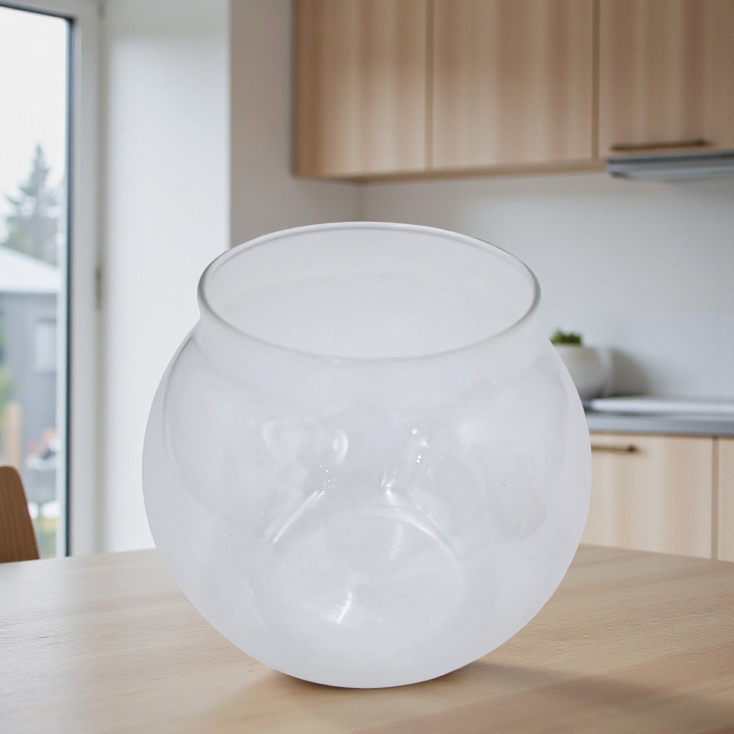 Elegant Round Glass Jar with Bamboo Lid – Minimalist Transparent Storage Bowl | Decorative Glass bowl for Home & Kitchen