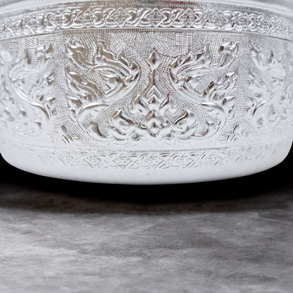 Engraved Aluminum Storage Container with Lid – Traditional Middle Eastern Decorative Box for Spices, Jewelry & Dry Foods (H 8cm × L 15cm × W 15cm) - Damoo