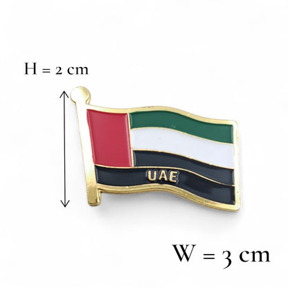 UAE Flag Magnetic Badge – Enamel Lapel Magnet with Gold Trim – National Day Accessory (H2cm x W3cm) - Damoo