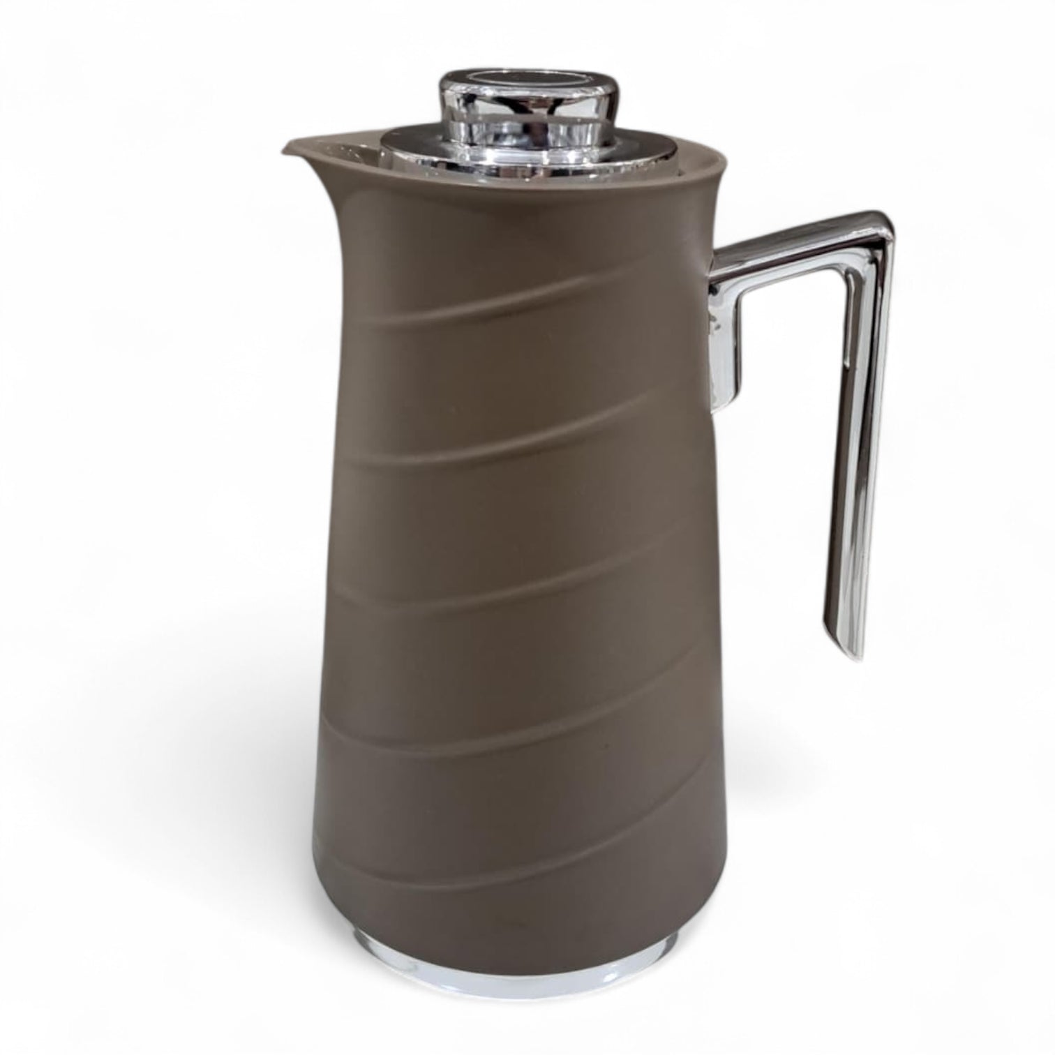GERMAX  Thermos 1L – Light Brown with Silver Handle | Premium Vacuum Flask for Coffee & Tea – Elegant Design & Long-Lasting Heat Retention - Damoo