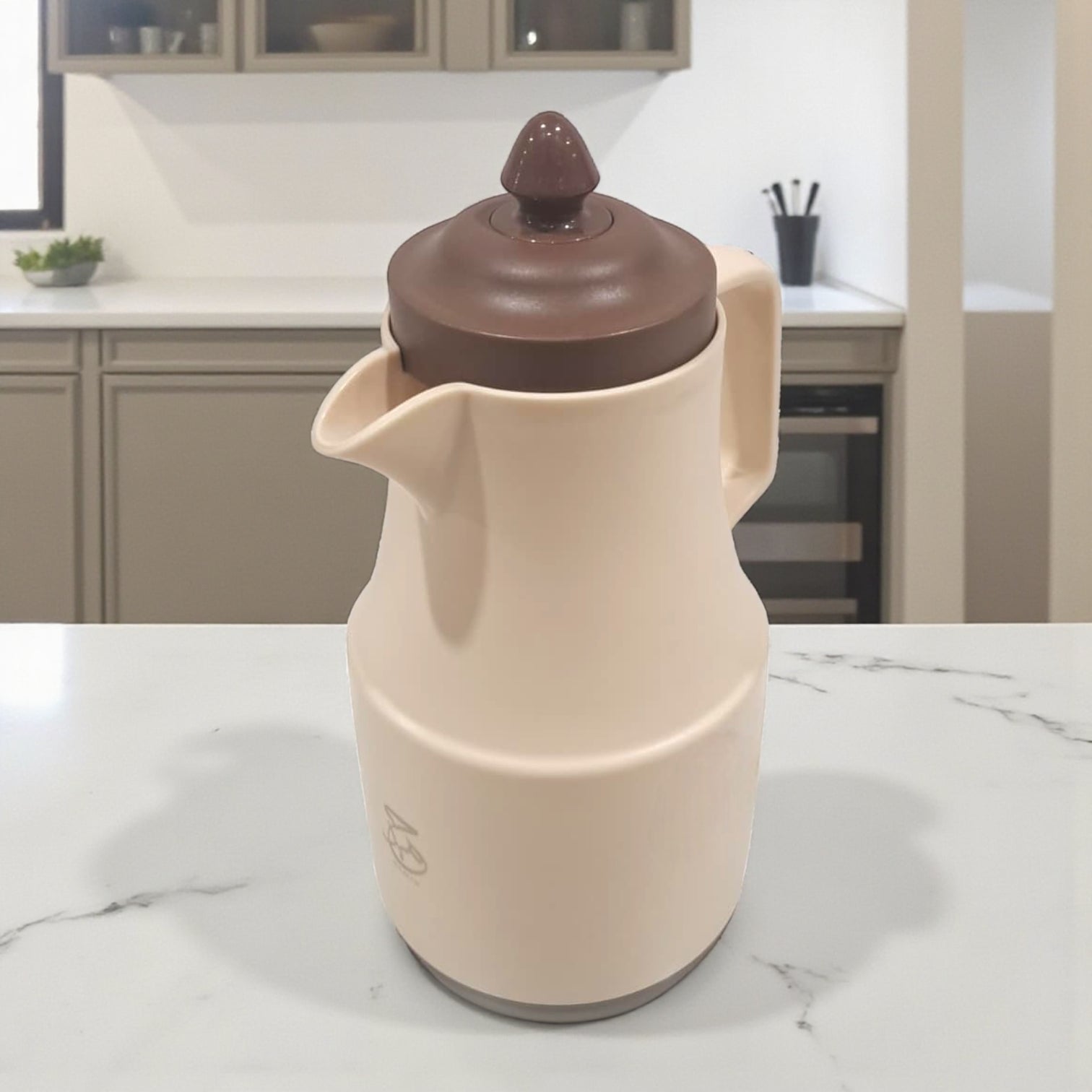 HAMID Insulated Thermos Flask – Premium Pink Glass Vacuum Jug for Hot & Cold Drinks – Elegant Beige or Grey Color Options – Durable Plastic Body 1L Capacity - Damoo