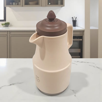 HAMID Insulated Thermos Flask – Premium Pink Glass Vacuum Jug for Hot & Cold Drinks – Elegant Beige or Grey Color Options – Durable Plastic Body 1L Capacity - Damoo