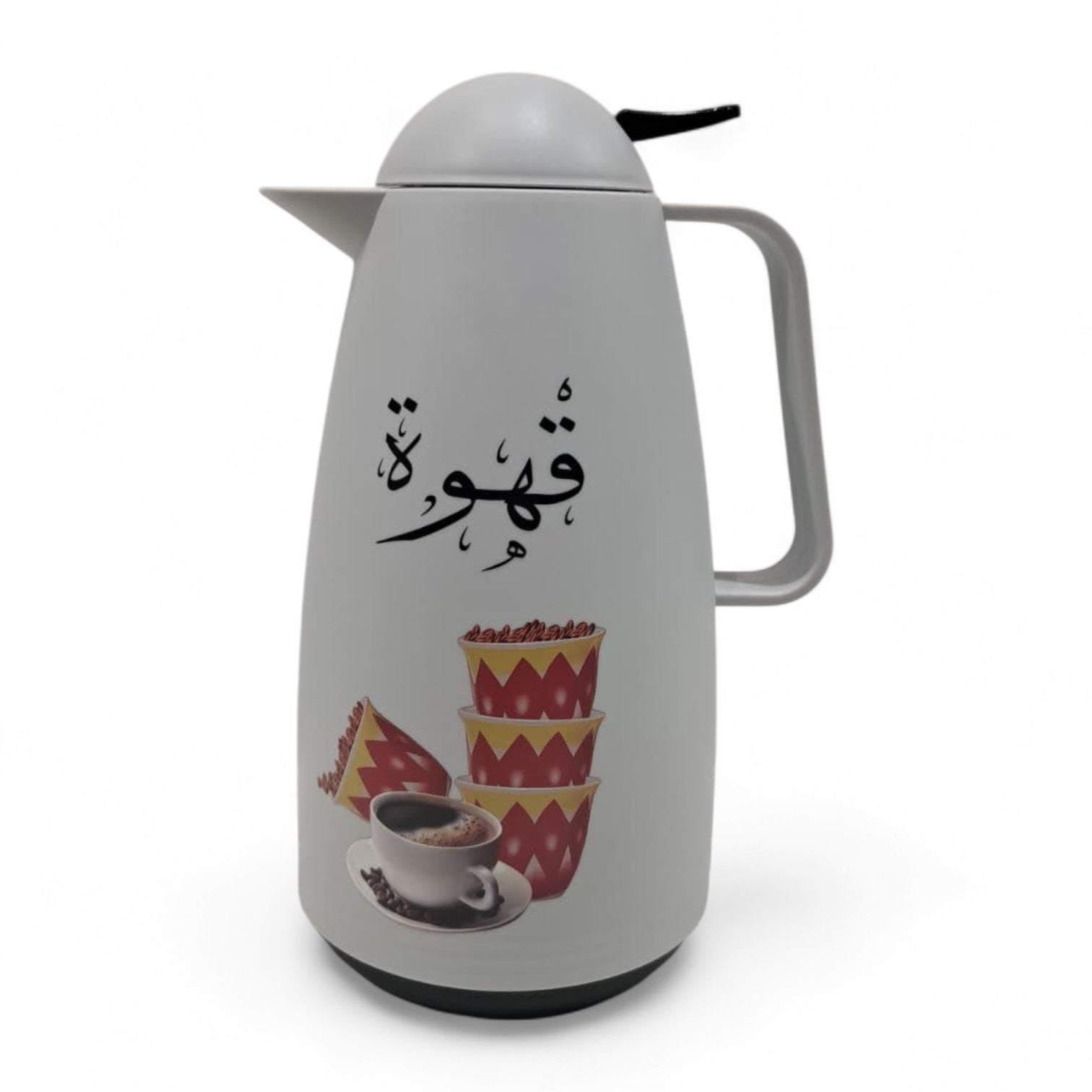 Crystal House Beige Thermos Flask – Arabic Coffee Design | Double-Wall Insulated Dallah Style Flask for Hot & Cold Drinks - Damoo