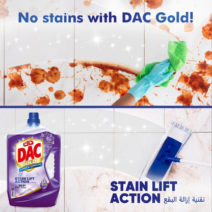 DAC Gold Multi-Purpose Disinfectant & Liquid Cleaner Lavender – 3L + 1L Offer Pack, Kills 99.9% of Germs & Bacteria, Long-Lasting Freshness & All-Purpose Home Cleaning Solution - Damoo