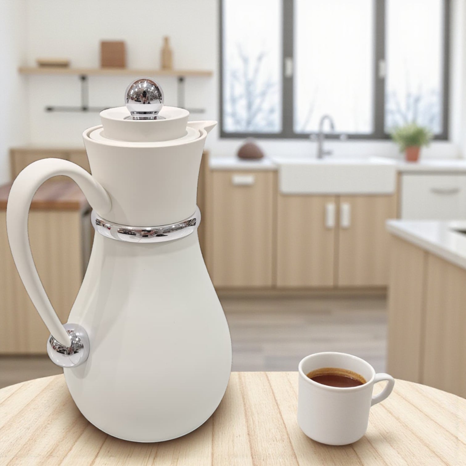 Najib Modern Style Stainless Steel Vacuum Flask Set – 0.7L & 1.0L Double-Wall Insulated Thermos Jugs | Elegant Brushed Silver Finish, Leak-Proof Design & Ergonomic Handle for Hot & Cold Beverages - Damoo