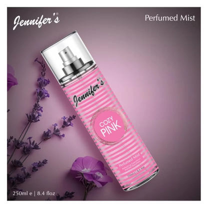 Jennifer's Cozy Pink Perfumed Mist 250ml | Long-Lasting Refreshing Body Spray for Women | Travel-Friendly Daily Fragrance Mist - Damoo