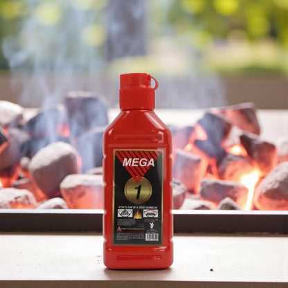 Mega Charcoal Lighter Fluid – Long Lasting Charcoal Fire Starter Liquid for BBQ, Grills, Fireplaces & Campfires – 250ml Odorless & Quick Ignition - Damoo