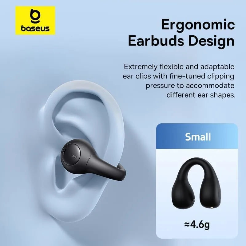 Baseus AirGo AS01 Open-Ear Bluetooth 5.3 Clip-On Sports Earphones – Wireless Headphones for Running & Fitness, iPhone & Android Compatible - Damoo