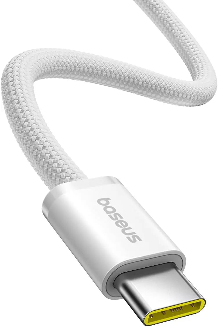 Baseus Dynamic Series USB-C to USB-C Cable 100W, 1M – Moon White, PD Fast Charging & Smart IC for MacBook, Samsung, iPhone 15 Pro Max, iPad, and More - Damoo