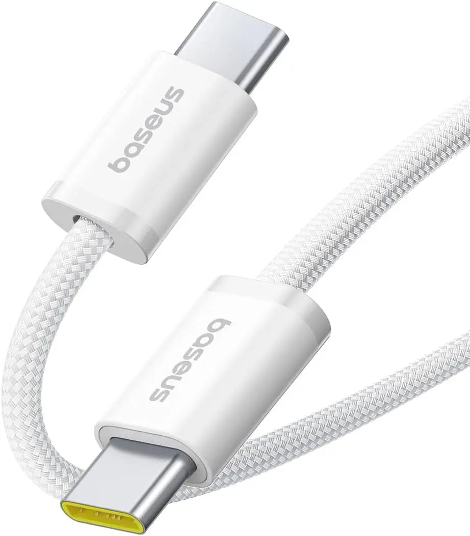 Baseus Dynamic Series USB-C to USB-C Cable 100W, 1M – Moon White, PD Fast Charging & Smart IC for MacBook, Samsung, iPhone 15 Pro Max, iPad, and More - Damoo